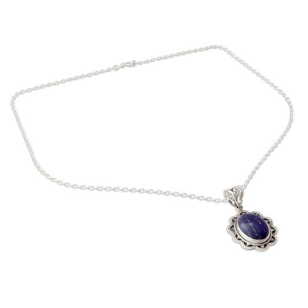 Alternate image for Artisan Crafted Lapis Lazuli and Silver Pendant Necklace Royal Audience