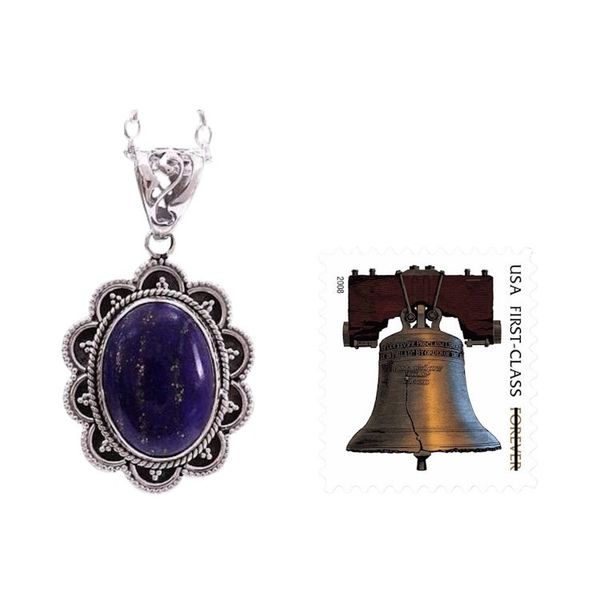 Alternate image for Artisan Crafted Lapis Lazuli and Silver Pendant Necklace Royal Audience