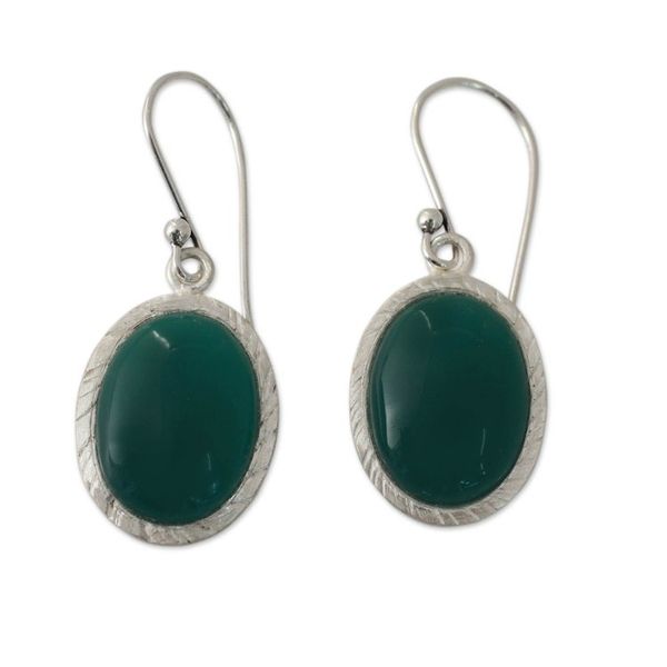 Alternate image for Enhanced Green Onyx and Sterling Silver Earrings Woodland Dew