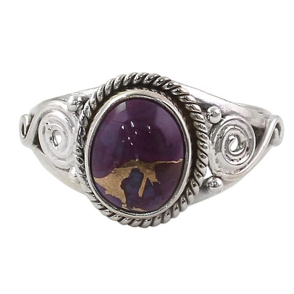 Alternate image for Silver Purple Composite Turquoise Cocktail Ring India Purple Attunement