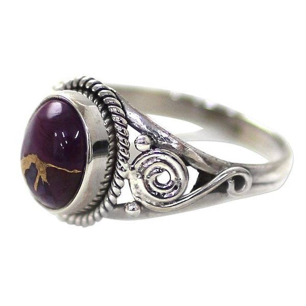 Alternate image for Silver Purple Composite Turquoise Cocktail Ring India Purple Attunement