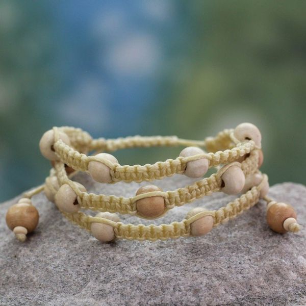Alternate image for Fair Trade Macrame Wood Bead Shambhala-style Bracelet Peaceful Spirit