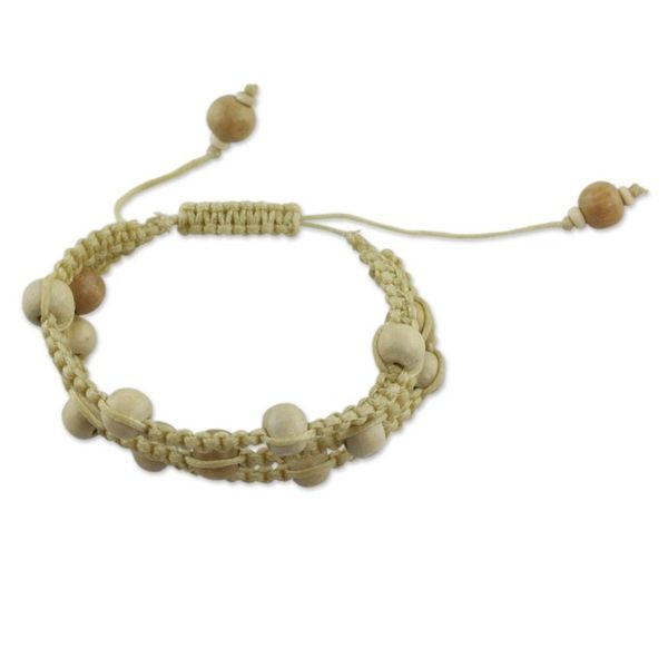 Alternate image for Fair Trade Macrame Wood Bead Shambhala-style Bracelet Peaceful Spirit