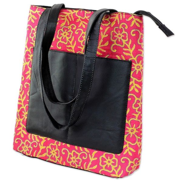 Alternate image for Kantha Embroidered Silk Shoulder Bag in Deep Rose from India Deep Rose Festivity
