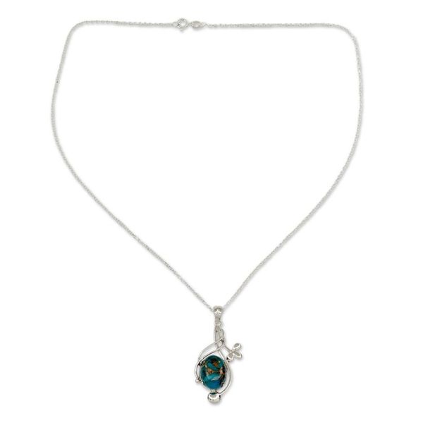Alternate image for Sterling Silver Necklace with Blue Composite Turquoise Sky Secret