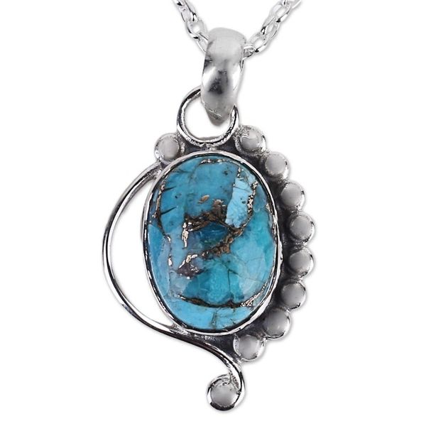 Alternate image for Turquoise Jewelry Indian Sterling Silver Necklace Blue Indian Paisley