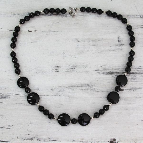 Alternate image for Modern Black Onyx Necklace Midnight Muse