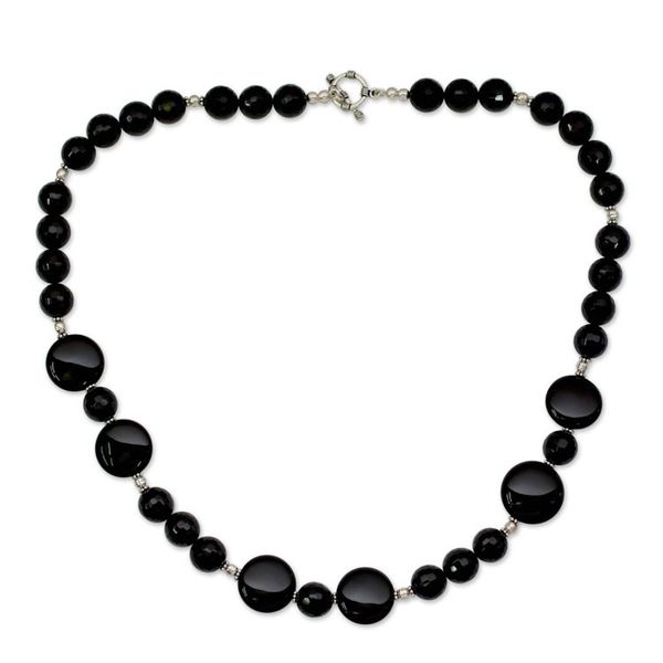 Alternate image for Modern Black Onyx Necklace Midnight Muse