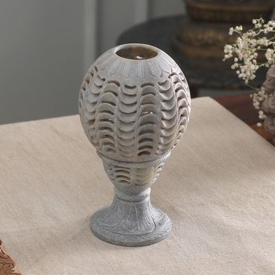Main image for Handcrafted Soapstone Candle Holder from India Magical Globe