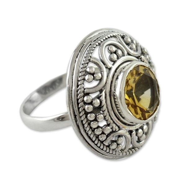 Alternate image for Fair Trade Citrine and Sterling Silver Cocktail Ring Dazzle