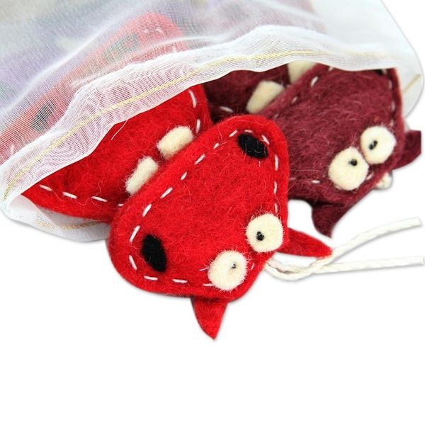 Alternate image for Assorted Color Wool Felt Hippo Ornaments Set of 4 Curious Hippos