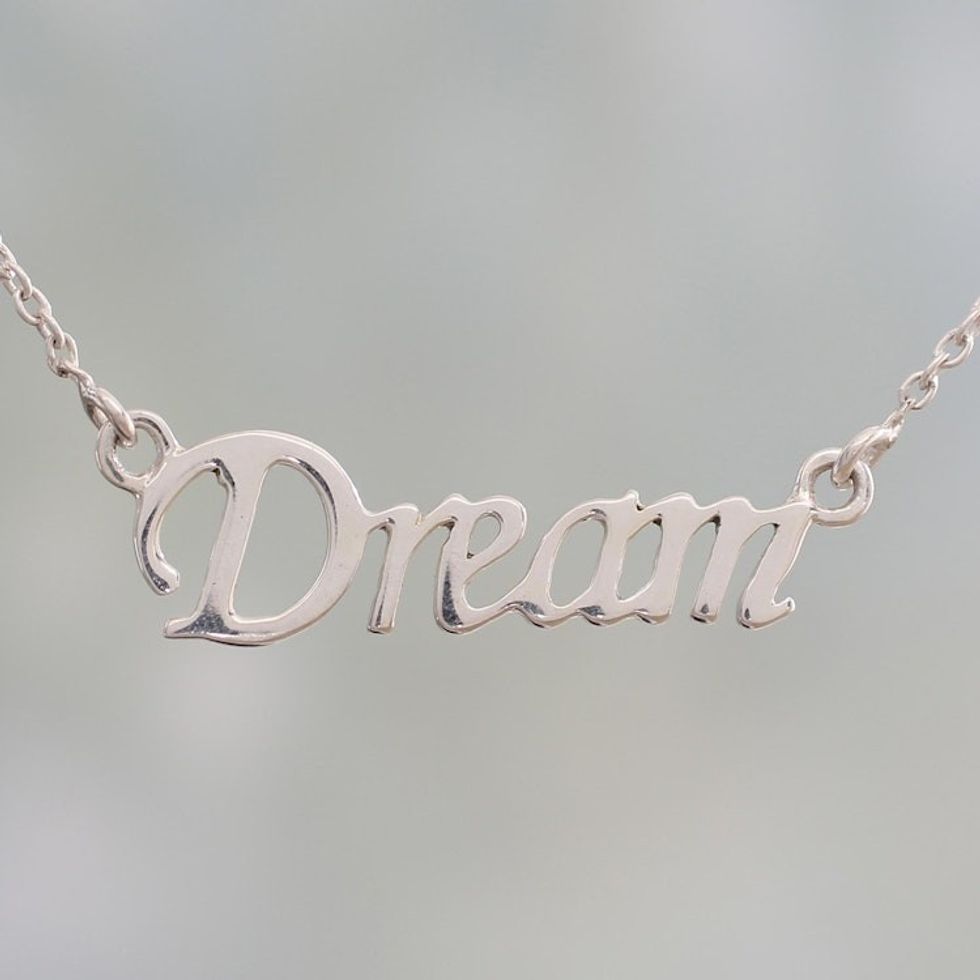 Handcrafted Inspirational Sterling Silver Pendant Necklace 'Live Your Dream'