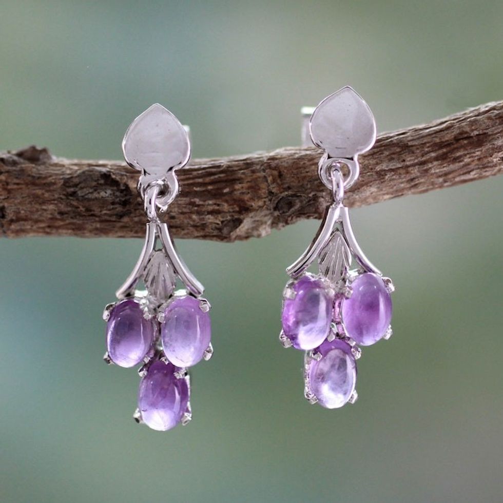 Amethyst Dangle Earrings 'Perfect Trio'