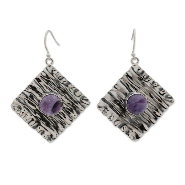 Alternate image for Sterling Silver Dangle Earrings Crafted with Amethysts Purple Connection