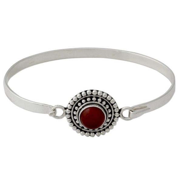 Alternate image for Handcrafted Carnelian and Sterling Silver Bangle Bracelet Passionately