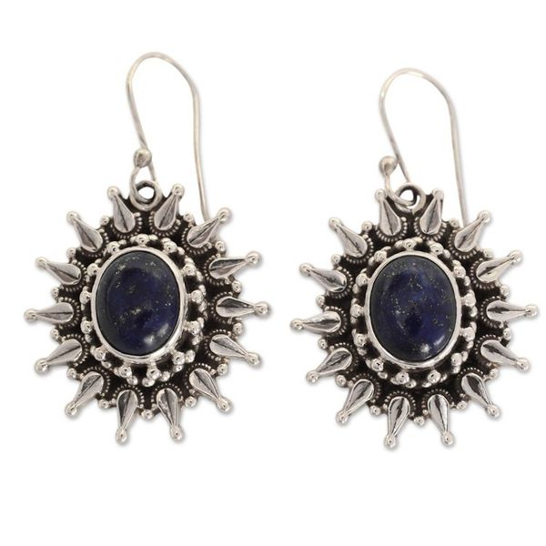Alternate image for Fair Trade Lapis Lazuli and Sterling Dangle Earrings Royal Allure