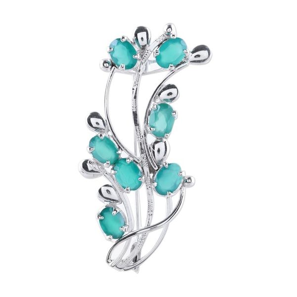 Alternate image for Artisan Crafted Green Onyx and Sterling Silver Brooch Pin Spellbound