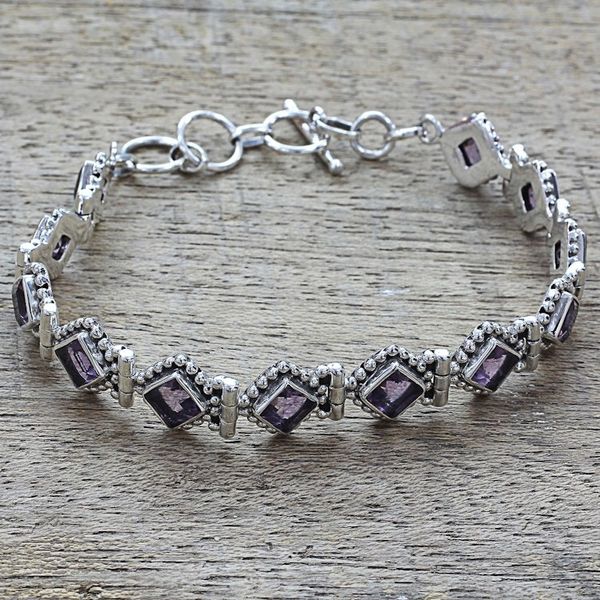 Alternate image for Amethyst Sterling Silver Tennis Style Bracelet from India Purple Voyage