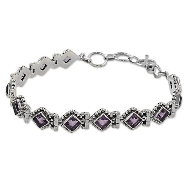 Alternate image for Amethyst Sterling Silver Tennis Style Bracelet from India Purple Voyage