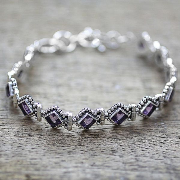 Alternate image for Amethyst Sterling Silver Tennis Style Bracelet from India Purple Voyage