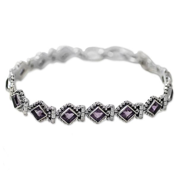 Alternate image for Amethyst Sterling Silver Tennis Style Bracelet from India Purple Voyage
