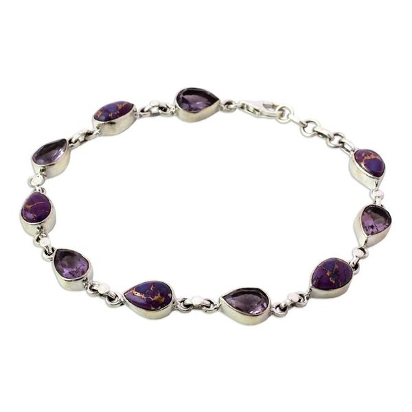 Alternate image for Amethyst Composite Turquoise Link Bracelet from India Tears of India