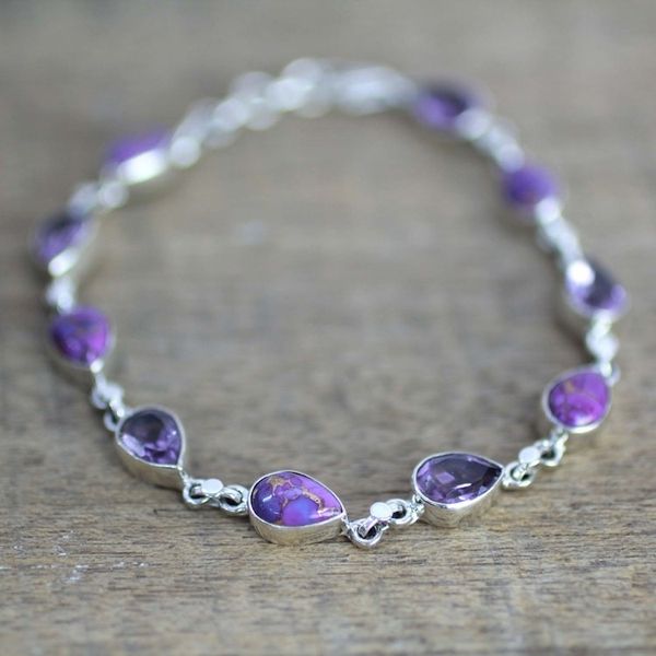 Alternate image for Amethyst Composite Turquoise Link Bracelet from India Tears of India