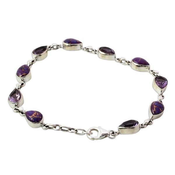 Alternate image for Amethyst Composite Turquoise Link Bracelet from India Tears of India