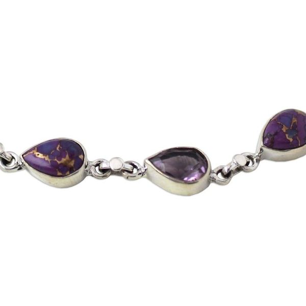 Alternate image for Amethyst Composite Turquoise Link Bracelet from India Tears of India