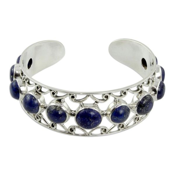 Alternate image for Lapis Lazuli and Sterling Silver Cuff Bracelet from India Nostalgia