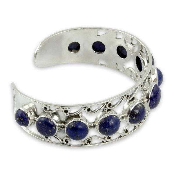 Alternate image for Lapis Lazuli and Sterling Silver Cuff Bracelet from India Nostalgia