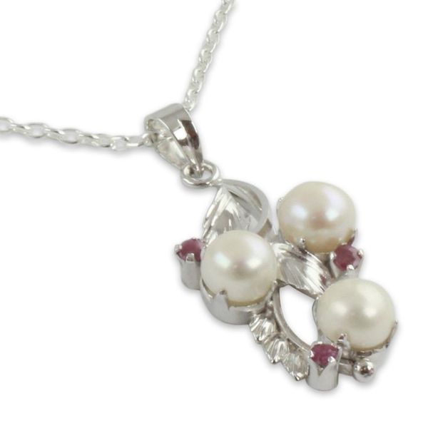 Alternate image for Hand Crafted Pearl and Ruby Necklace Radiance