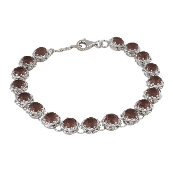 Alternate image for Rhodium Plated Silver Tennis Bracelet with Smoky Quartz Dusky Enchantment