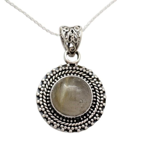 Alternate image for Rutilated Quartz Pendant Necklace in Sterling Silver Golden Hair