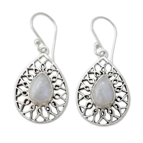Alternate image for Artisan Jewelry Sterling Silver Rainbow Moonstone Earrings Magical Beauty