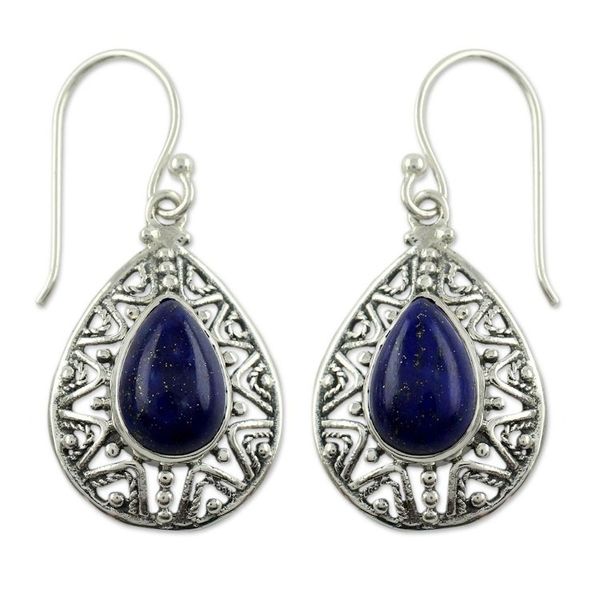 Alternate image for Fair Trade Lapis Lazuli Handcrafted Earrings Timeless Ganges