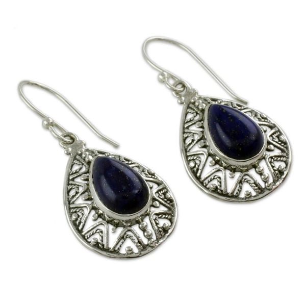 Alternate image for Fair Trade Lapis Lazuli Handcrafted Earrings Timeless Ganges