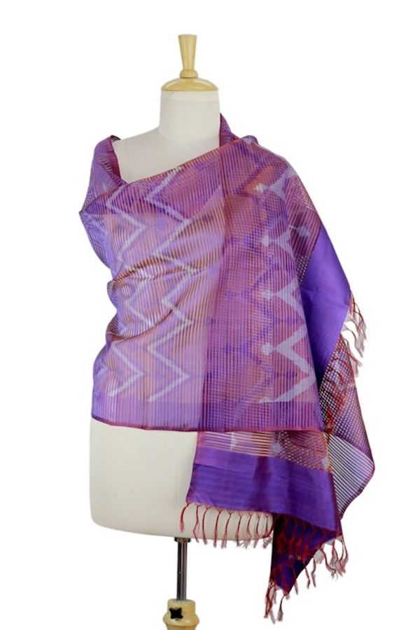Alternate image for Purple Red Silk Shawl Wrap from India Midnight Fantasy