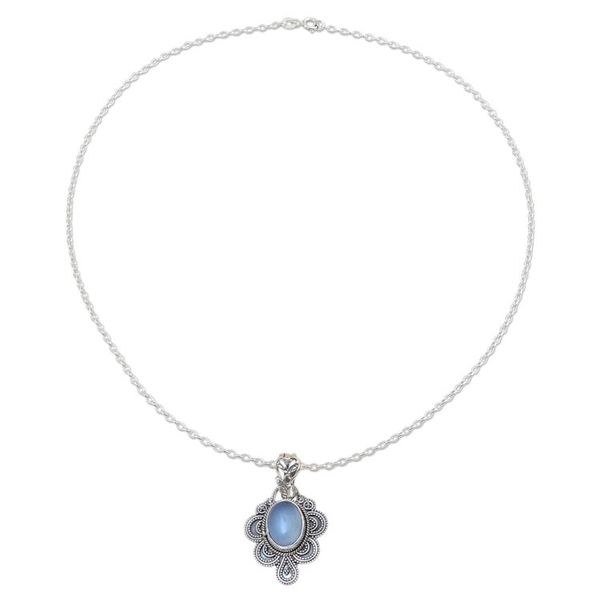 Alternate image for Handcrafted Antique Style Silver and Chalcedony Necklace Blue Antique Radiance