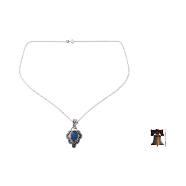 Alternate image for Handcrafted Antique Style Silver and Chalcedony Necklace Blue Antique Radiance