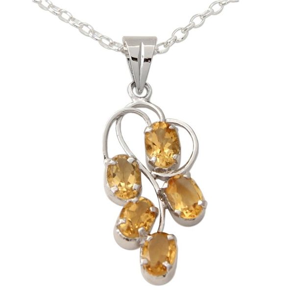 Alternate image for Rhodium Plated 925 Silver and Citrine Pendant Necklace Sunshine Harmony