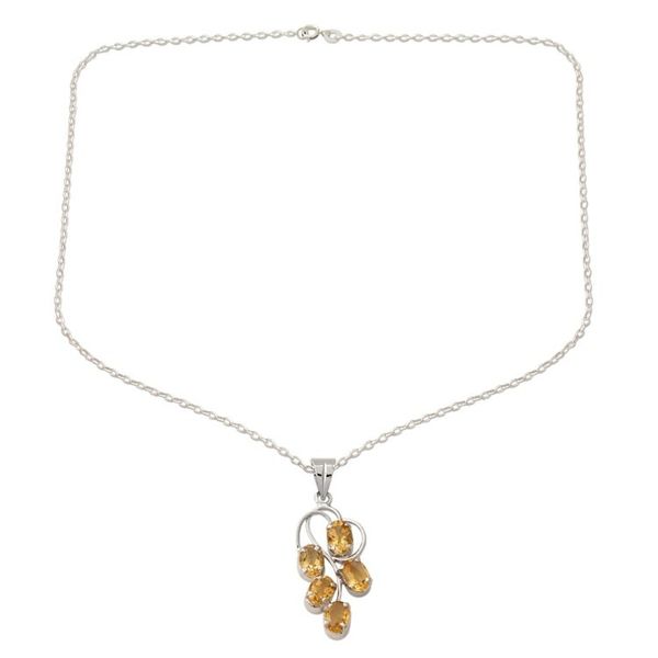 Alternate image for Rhodium Plated 925 Silver and Citrine Pendant Necklace Sunshine Harmony