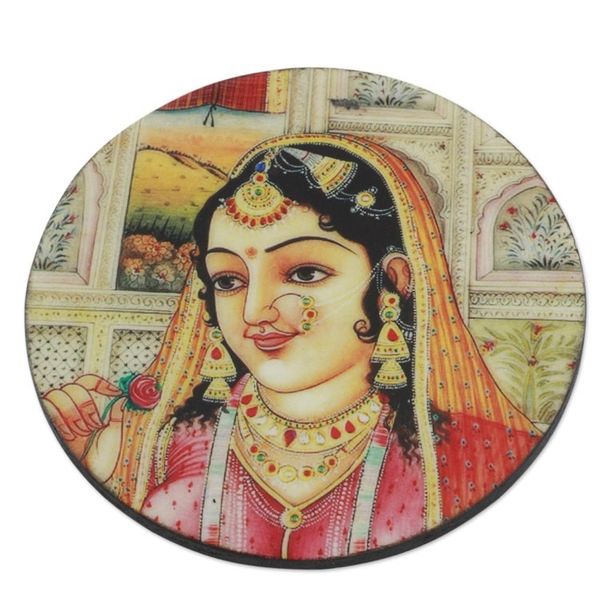 Alternate image for Indian Princess Coasters and Holders set of 4 Mughal Muse