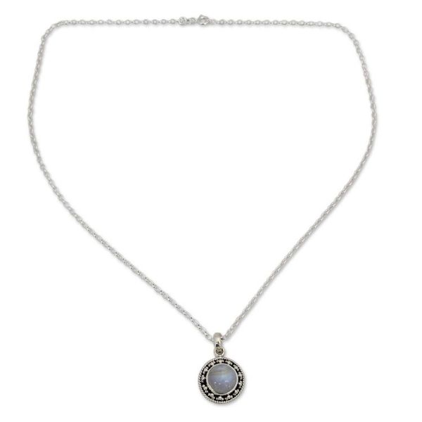 Alternate image for Rainbow Moonstone Jewelry Indian Sterling Silver Necklace Lavish Moon