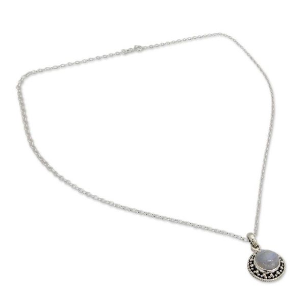 Alternate image for Rainbow Moonstone Jewelry Indian Sterling Silver Necklace Lavish Moon