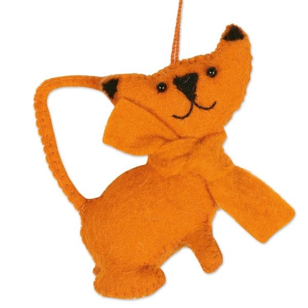 Alternate image for Set of 4 Handmade Feline Ornaments from India Crazy Cats