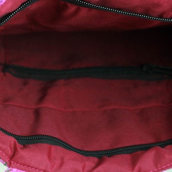 Alternate image for Pink Cotton Shoulder Bag with Multicolor Embroidery Majestic Pink