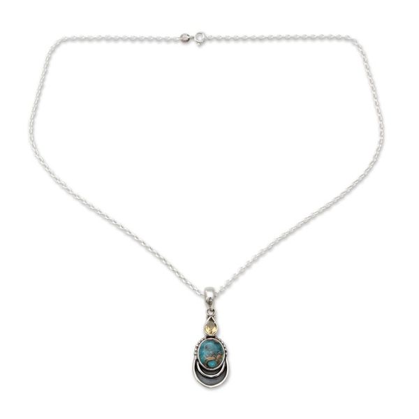 Alternate image for Silver Necklace with Citrine and Composite Turquoise Eternal Allure