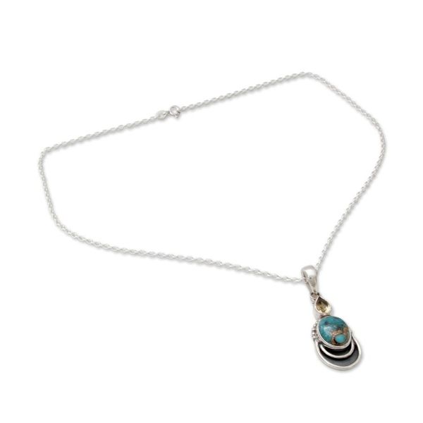Alternate image for Silver Necklace with Citrine and Composite Turquoise Eternal Allure