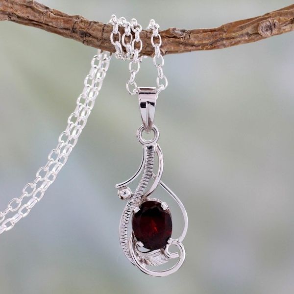 Alternate image for Garnet and Sterling Silver Fair Trade Necklace Sweet Sonnet